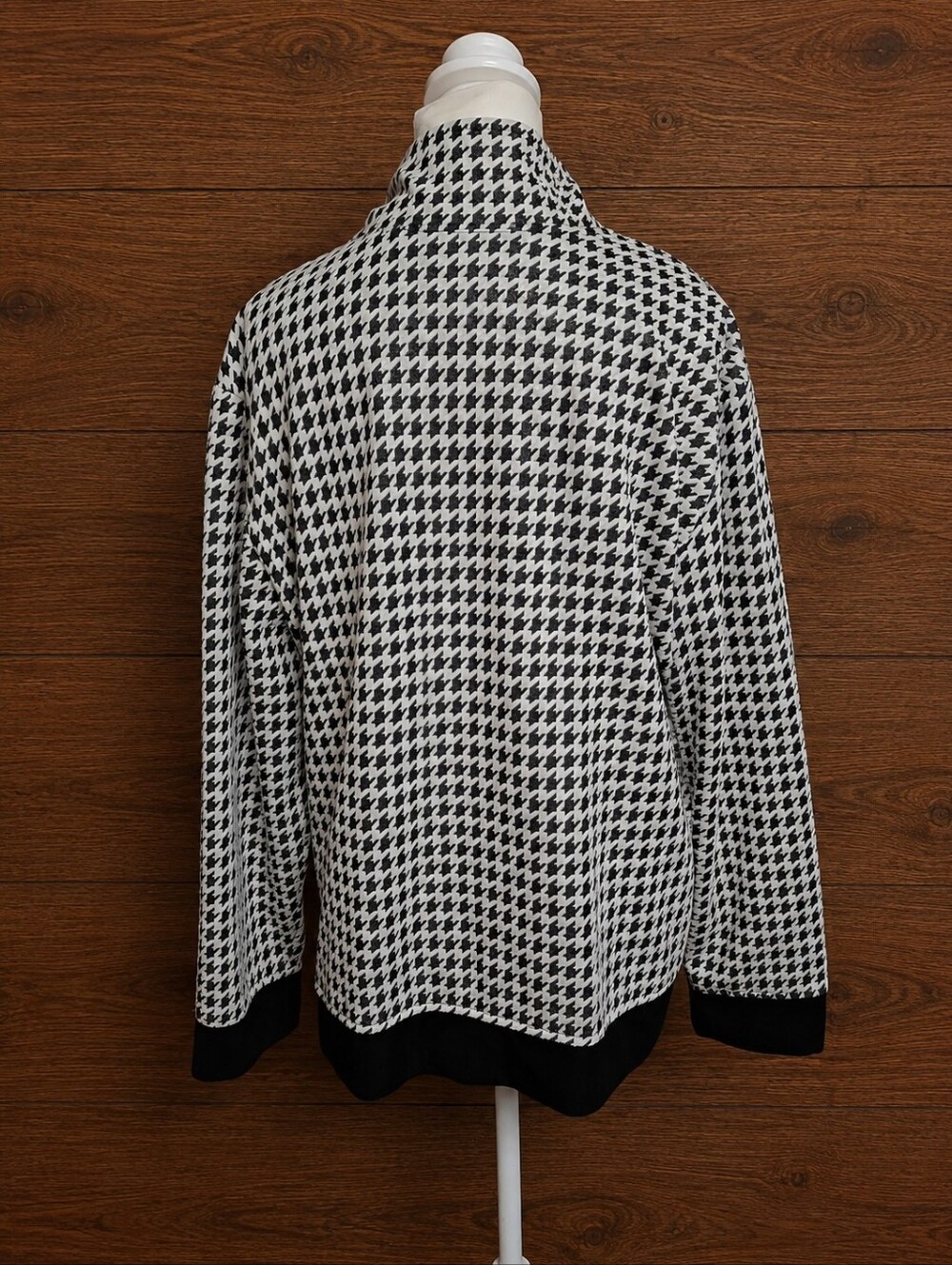 Chico's Travelers Black & White Houndstooth Zip Front Blazer Jacket Women Size 3 - Picture 9 of 16